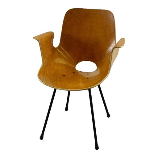 "Medea" gebogen houten stoel met armleuningen van Vittorio Nobili voor de gebroeders Tagliabue, Italië, 1956