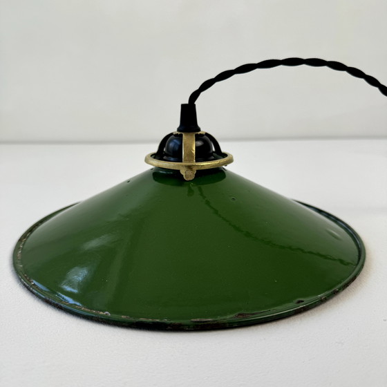 Image 1 of OLD INDUSTRIAL CONICAL ENAMELED SUSPENSION