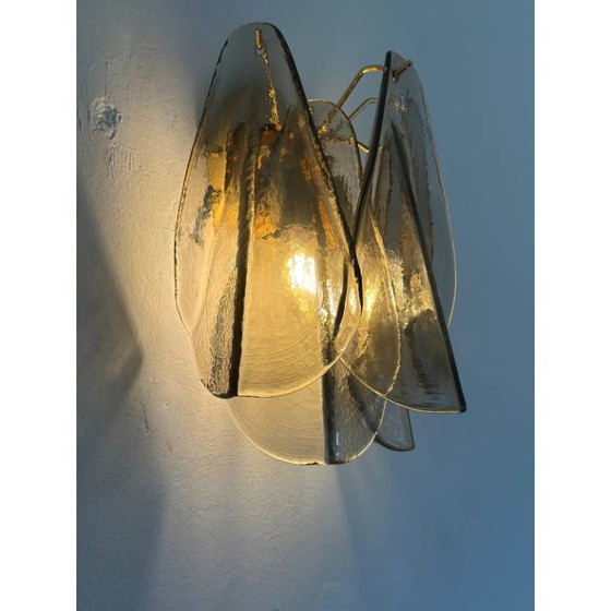 Image 1 of Modern Art Glass “Rondini” Wall Sconces in Smoked Fumè Murano Style