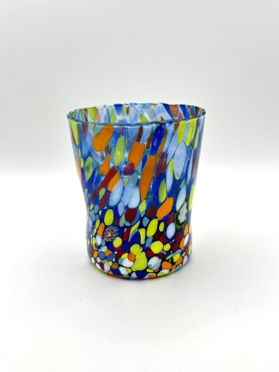 Ensemble de 6 verres vénitiens en verre soufflé avec effet Murano Murrine fusionné dans le verre, fabriqués à (photo 5 of 8)
