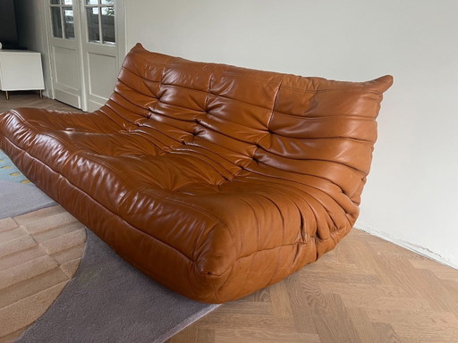 Ligne Roset Togo 3-Seater – Brown Leather