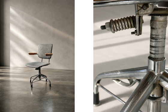 Sedia da ufficio girevole vintage in stile industriale scandinavo di metà secolo, prodotta da Verkstads AB (photo 15 of 16)