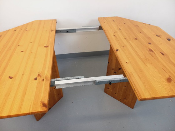 Image 1 of Tavolo da pranzo ottagonale in pino vintage anni '80 con prolunga