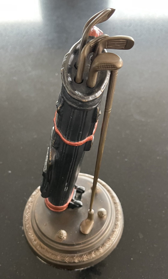 Image 1 of Set of 2 bronze golf figurines – vintage sports theme