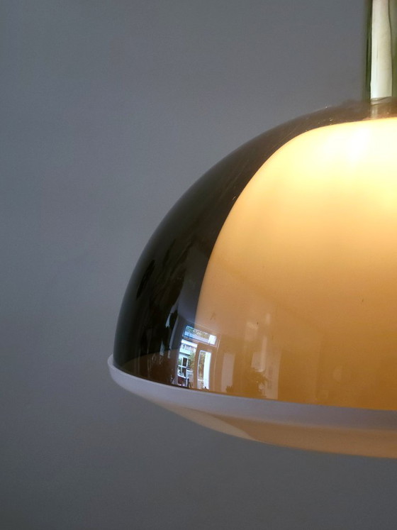 Yki Nummi Kuplat hanglamp voor Orno, Finland 1960 – stockmann orno, Hanglampen, Plastic, Brass (photo 3 of 7)