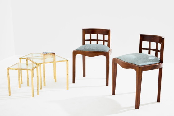 Image 1 of Coppia di sedie laterali Paul T. Frankl in mohair e noce riccio, velluto, 1933