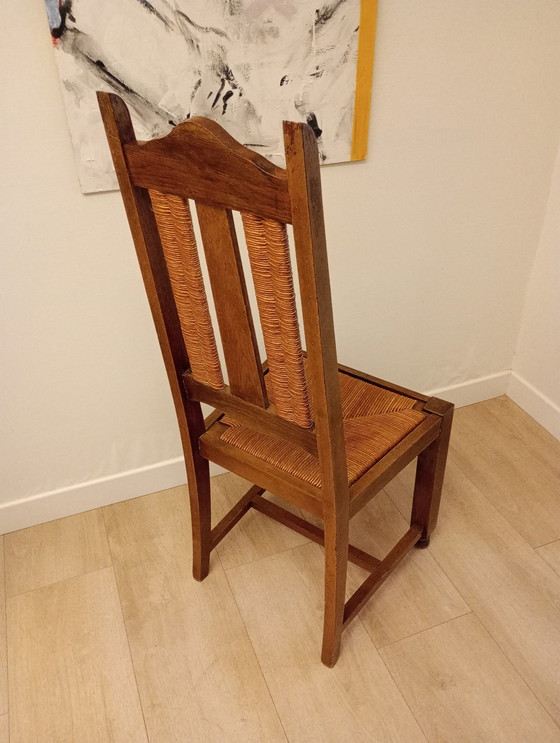 Image 1 of 6 x brutalist stoelen eik Baskisch vintage