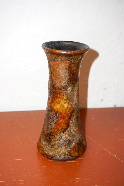 vintage west german jasba lava vase * earthy brown drip glaze pottery * 20x9x8 cm * 1960s * fat lava * fire colors * autumn tone