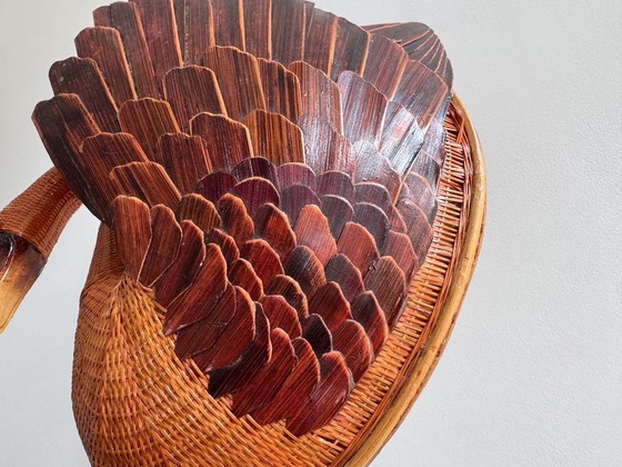 1 cesta colgante/decoración de pared XL única de ratán/mimbre con forma de cisne – Rattan, Wood (photo 7 of 11)