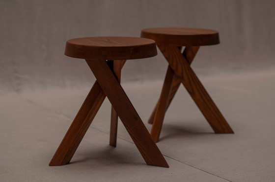 Image 1 of Frühe Serie von Hockern "S31 A" von Pierre Chapo