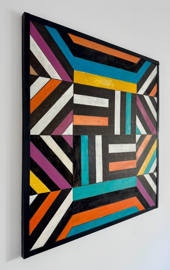 Kesta 2015 - Rara Composizione astratta colorata su pannello - 80cm x 80cm – Arte, MDF, Legno (photo 10 of 12)