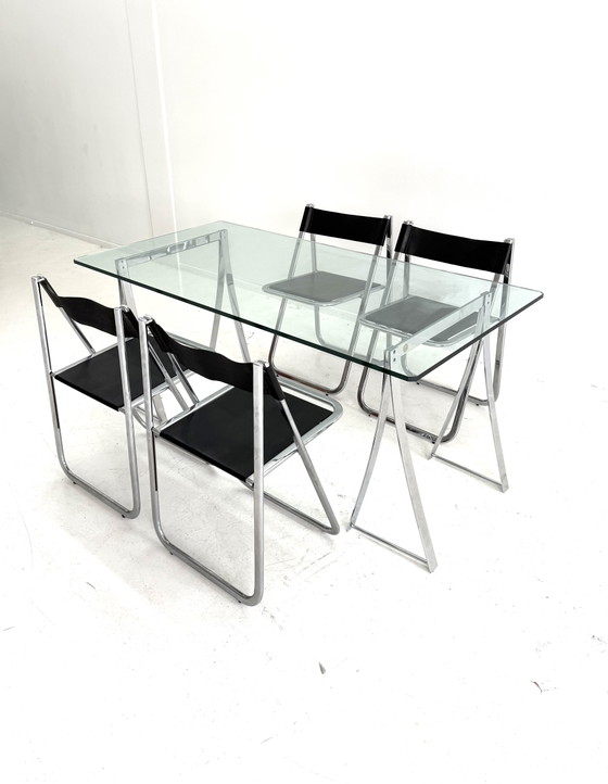 Vintage Eettafel In Chroom & Glas, Peter Ghyczy ‘80 – Peter Ghyzcy, Chrome (photo 3 of 10)