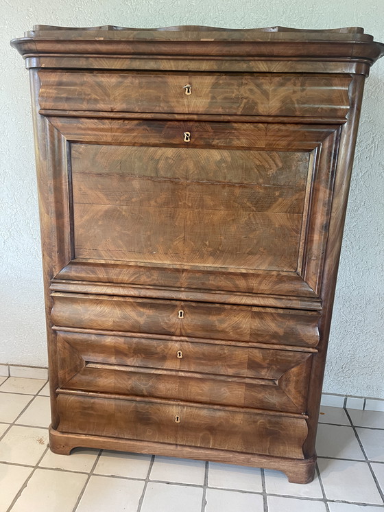 Image 1 of Biedermeier Secretaire Van Massief Mahonie