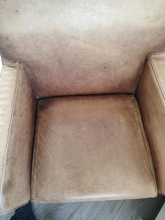 4 Fauteuils Vintage en Cuir de Luxe., Goossens, Marron (photo 5 sur 5)