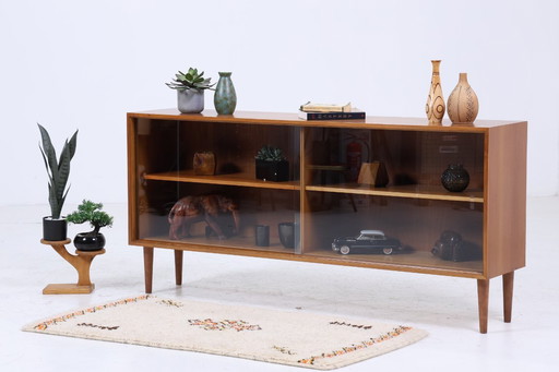 Vintage glass sideboard 60s | Platon series by Lothar Wegner - Mid - Century showcase wood design 3/4 #05-33