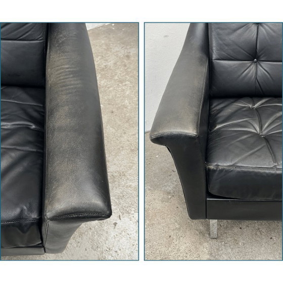 Image 1 of Midcentury Lounge Armchair - Profilia - Black Leather