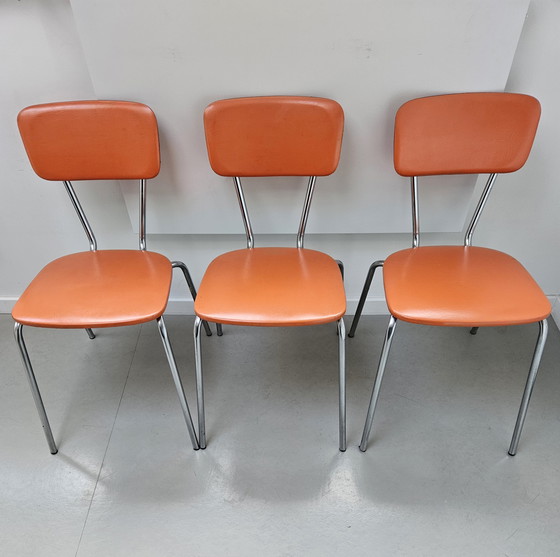 Image 1 of Sillas tubulares Brabantia, color naranja, años 70.