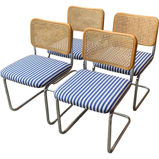 Set of 4 vintage Italian B32 Cesca chairs by Marcel Breuer, 1970s