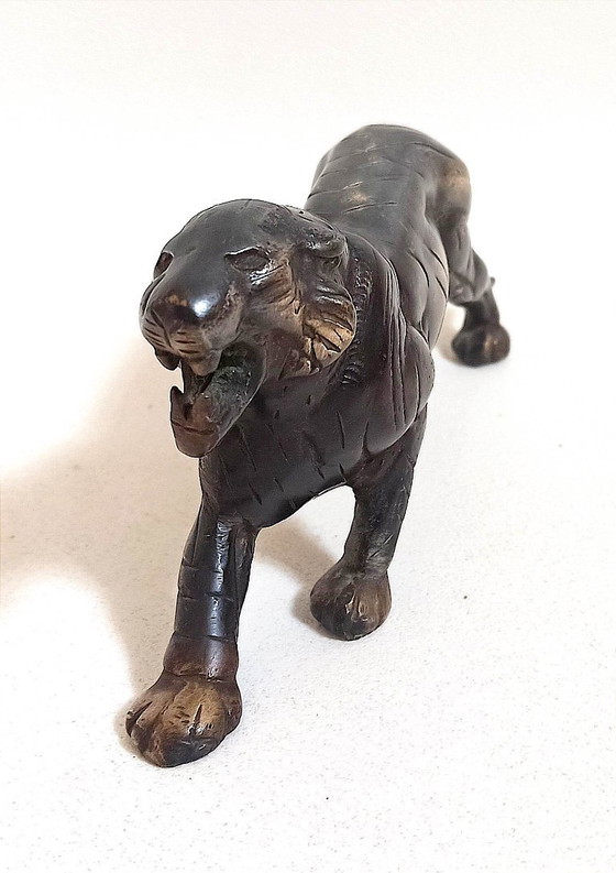 Image 1 of Fermacarte tigre in bronzo anni '50 Larghezza 22 cm