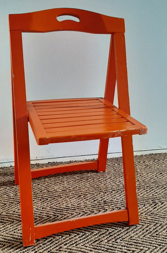 Image 1 of Vintage Ikea folding chairs World Cup Orange, Aldo Jacober style 1970s
