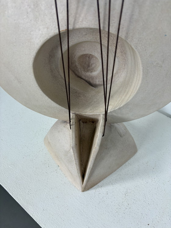 Image 1 of Large Brutalist Ceramic Sculpture with Circular Shapes Geometric Shape Woman ca. 1970