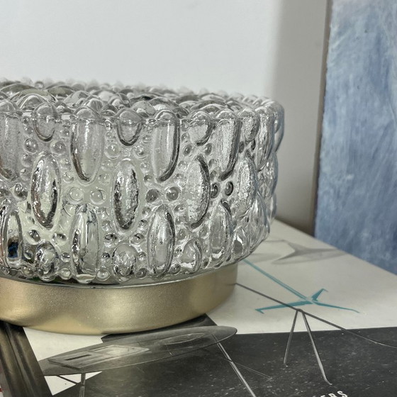 Petite Applique Murale Ronde Plafonnier en Verre Moulé Vintage 1970 1980 – Glass (photo 3 of 9)