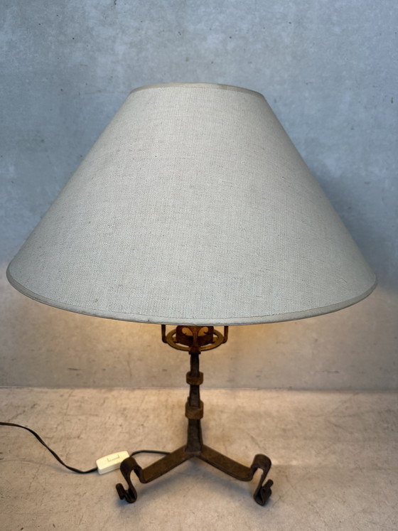 Image 1 of Antique Spanish Brutalist table lamp - wrought iron