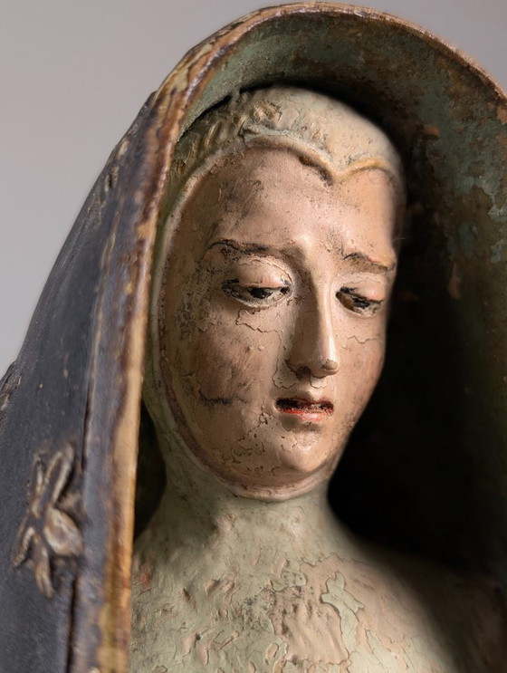 Image 1 of Polychrome Terracotta Mater Dolorosa Sculpture, 18th Century