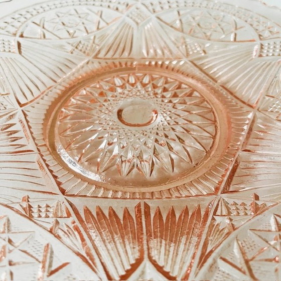 Image 1 of Coupe à fruits Art Déco cristal rose années 1930 Fait en Belgique