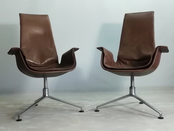 2x KILL FK67 designicoon 1967 Fabricius Kastholm leren stoel TULIP 3-potige KNOLL set van 2 (photo 7 of 20)
