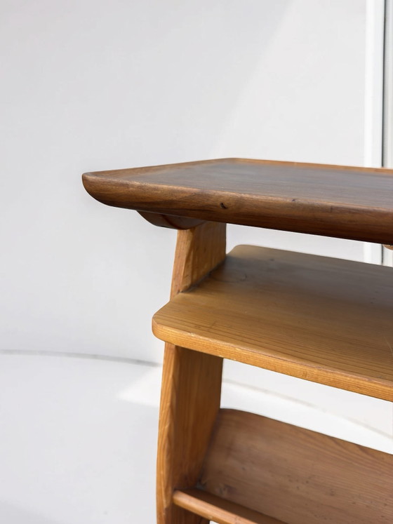 Image 1 of Vintage side table with teak top and magazine rack