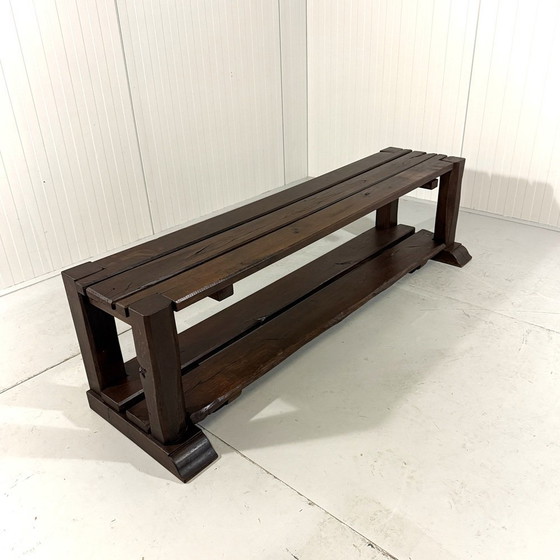 Image 1 of Large Brutalist Oak Bench/Wall Table 1900's