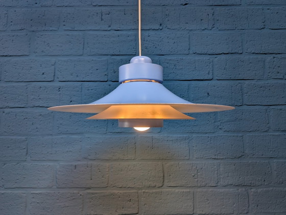 Image 1 of Vintage Blauwe Schalenlamp, Horn Belysning, Deens Design