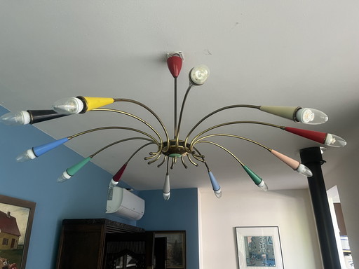 Rare plafonnier italien vintage Sputnik / Araignée — années 1950/1960