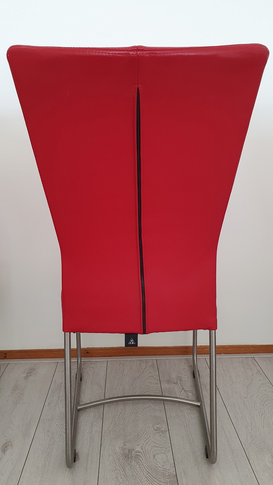 Image 1 of 4 sedie da pranzo in pelle rossa HVS