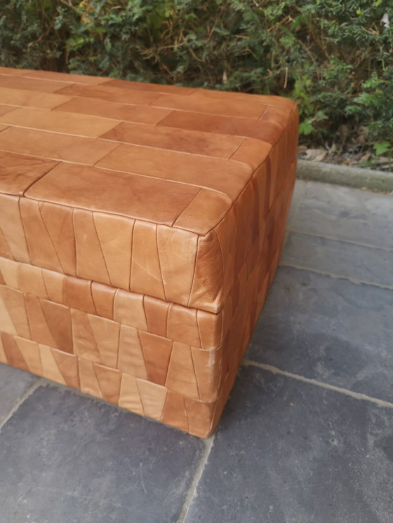 Image 1 of Patchwork Caramel Lederen Opbergdoos