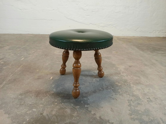 Vintage tripod vinyl stool – Skai, Wood (photo 7 of 13)