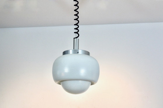 Peill & Putzler Aluminum and Opal Glass Bubble Pendant, Germany, 1960s, Pendant lamps, Aluminium, Black (photo 6 of 10)