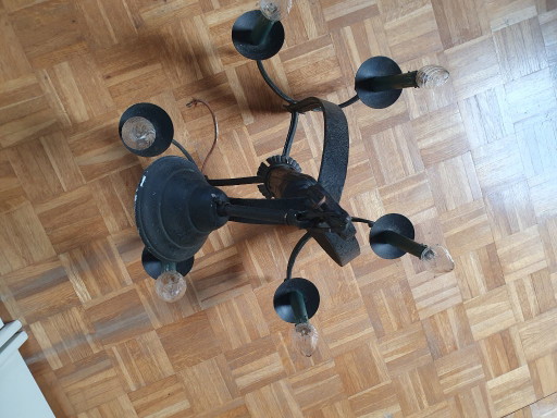 Characteristic Neo-Gothic Wrought Iron Chandelier – Madonna and Child (6-Light) – kroonluchters, Cast Iron (photo 2 of 8)