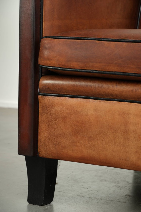 Sehr interessanter Art Deco Design Sessel aus Schafsleder mit tollem Design und schönen Farben – Leather (photo 11 of 12)