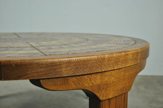 Image 1 of Vintage round wooden coffee table with ceramic tiles by Danish Ebbe Sørensen, 1970s