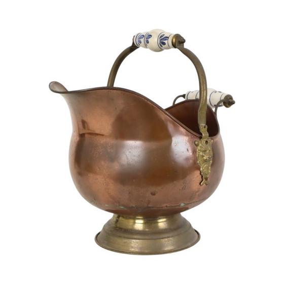 Oude Koperen Helmvormige Kolenkit – Plantenbak, Ceramic, Copper (photo 10 of 14)