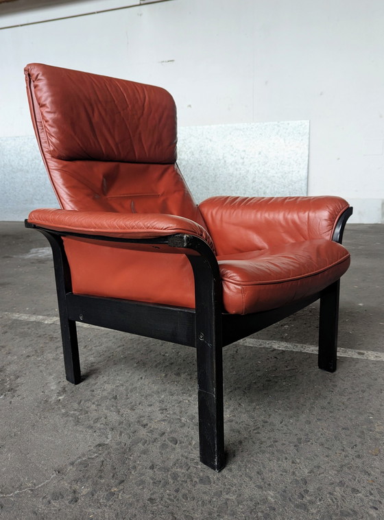 Image 1 of Fauteuil lounge vintage G-Mobel cuir/bois