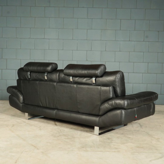 Image 1 of LaNouva Sitzgruppe – Dreisitzer-Sofa mit Zweisitzer-Sofa – schwarzes Leder
