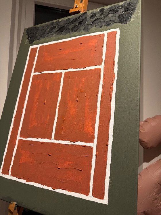 Image 1 of Abstract Textured Tennis Painting – ‘Centre Court Energy’ (Handmade)