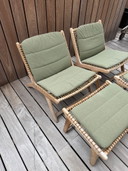 2 Cosito lounge chairs in teak and natural round wicker with ottoman