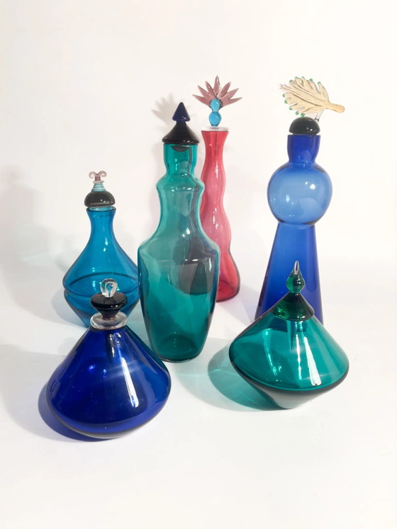 Blue Murano Glass Bottle De Majo by Yoichi Ohira, 1992 – Decorative Objects (photo 11 of 12)