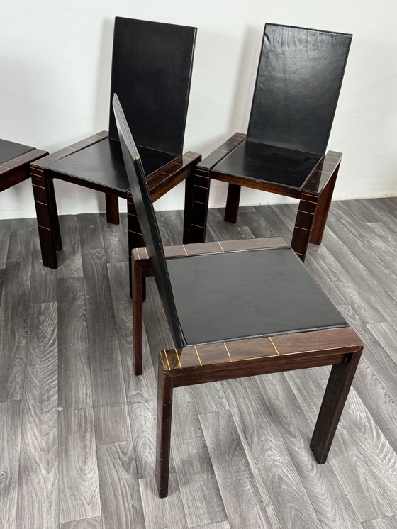Image 1 of Ensemble de 6 chaises de salle à manger en palissandre de style Mid-Century, inspirées des créations d'Afra et Tobia Scarpa.