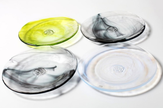 Image 1 of Set aus 4 Kosta Boda „Mine“ Glas-Desserttellern von Ulrica Hydman Vallien