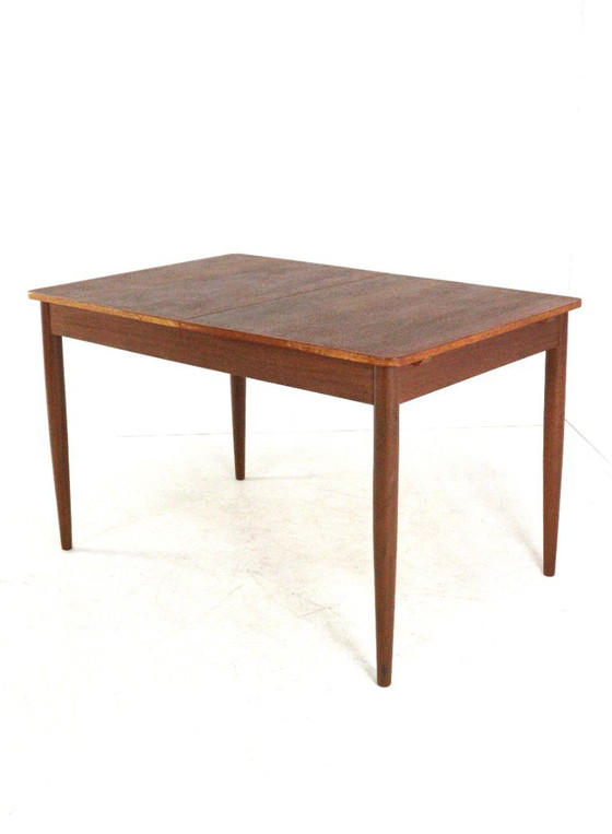 Vintage rectangular extendable Dining table midcentury 'Giessen' restored, Wood, Brown, Mid Century Modern (photo 10 of 15)